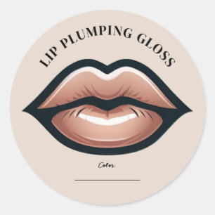 Beige Roze Neutrale Lippen Lipglans Opvullende Mak Ronde Sticker