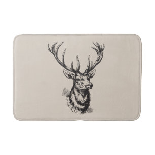 Beige Rustic Deer Antlers Badmat
