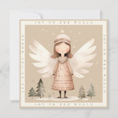 Beige rustieke engel 1 foto Platte vakantie Kaart (Voorkant)