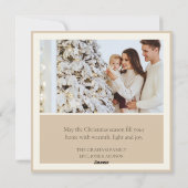 Beige rustieke engel 1 foto Platte vakantie Kaart (Achterkant)