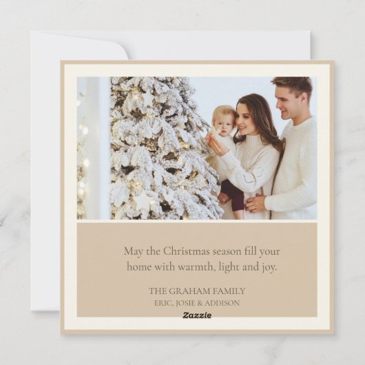 Beige rustieke engel 1 foto Platte vakantie Kaart (Achterkant)