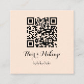 Beige Salon QR Code Haar Make Up Visitekaartje (Voorkant)