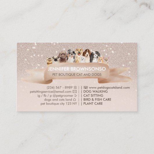 Beige Sand Petsitter Dog Groomer Visitekaartje (Achterkant)