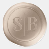 Beige Sand Wax Seal Wedding Monogram Sticker (Voorkant)
