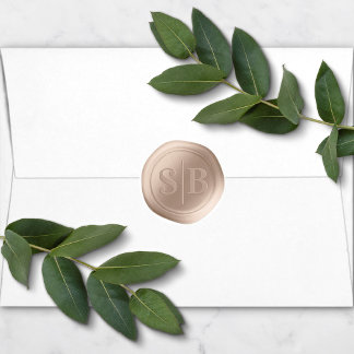 Beige Sand Wax Seal Wedding Monogram Sticker