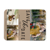 Beige Save the Date Wedding 3 foto's Magneet (Horizontaal)