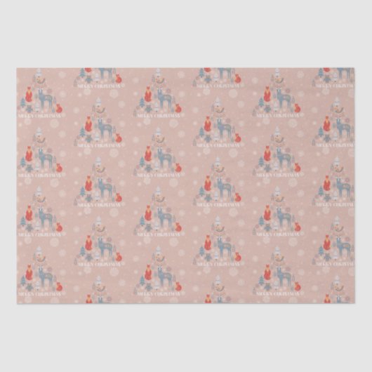 Beige Scandinavische rendierboom Snowflake Tissuepapier (Voorkant)