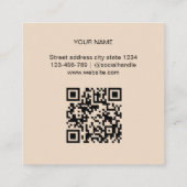 Beige Schaar Script Kapsalon Qr code Vierkante Visitekaartje (Achterkant)