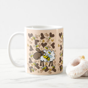 Beige Schapen Bruine Harten Mok