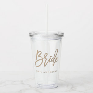 Beige Script Bride Acryl Drinkbeker
