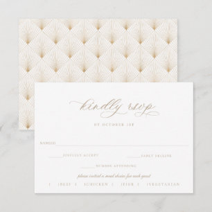Beige Script Wedding RSVP Meal Choice Kaartje