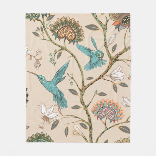 Beige seamless pattern with stylized flowers and b fleece deken (Voorkant)
