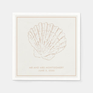 Beige Seashell Beach bruiloft servetten