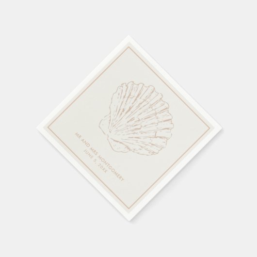 Beige Seashell Beach bruiloft servetten (Hoek)