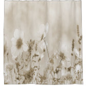 Beige Shaded Wild Flowers Douchegordijn (Voorkant)