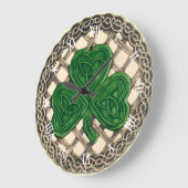Beige Shamrock and Celtic Knots Grote Klok (Hoek)