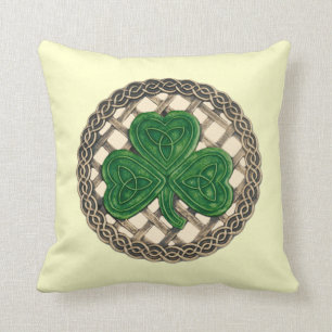 Beige Shamrock en Keltische knopen omkeerbaar kuss Kussen