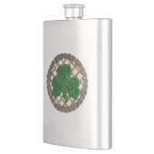 Beige Shamrock on Celtic Knots Flask Flacon (Links)