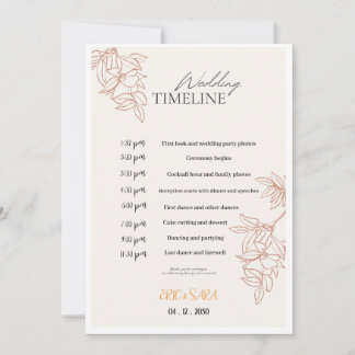 Beige & Simple Elegant Minimalistisch Trouwprogram Kaart
