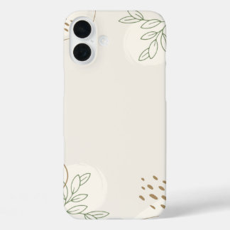 Beige Simple Floral Watercolor Minimalist Linktree iPhone 16 Plus Hoesje