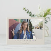 Beige Simple Modern Single Photo Afstuderen Aankondiging (Staand voorkant)