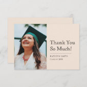 Beige Simple Modern Typography Photo Afstuderen Bedankkaart (Voorkant / Achterkant)