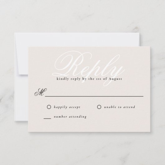 Beige Simple Moderne Élégant Mini Monogramme RSVP (Devant)