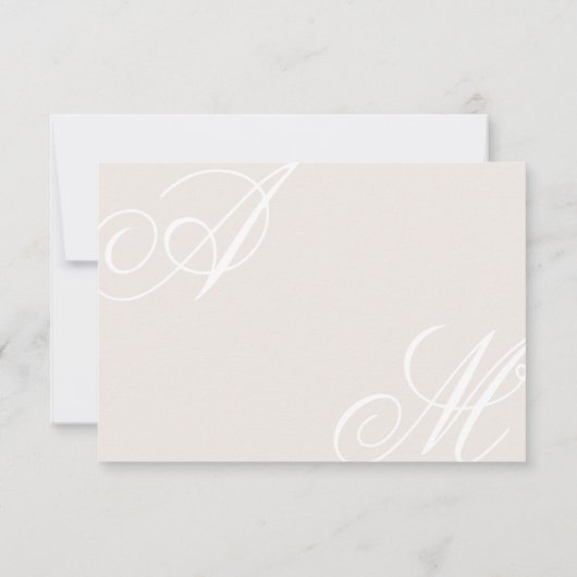 Beige Simple Moderne Élégant Mini Monogramme RSVP (Dos)