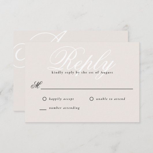 Beige Simple Moderne Élégant Mini Monogramme RSVP (Devant / Derrière)