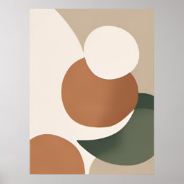 Beige Sinaasappel Groen Minimaal Abstract Boho AI  Poster