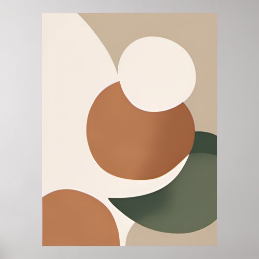 Beige Sinaasappel Groen Minimaal Abstract Boho AI  Poster (Voorkant)