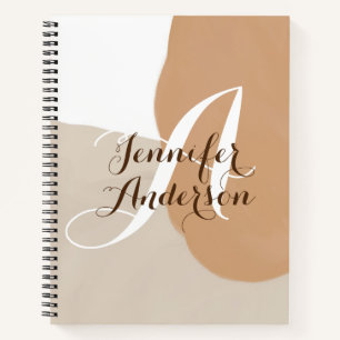 Beige Sketchbook minimalistische monogram naam ini Notitieboek