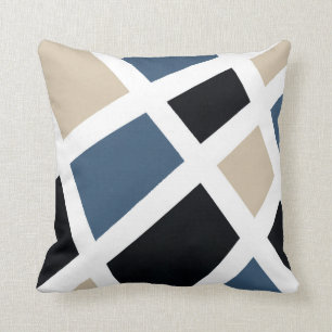 Beige Slate Black White Geometric Kussen