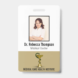 Beige Snake Bowl Hygieia Gold Medical Foto ID Badge
