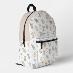 Beige Sphynx Kat Patroon Aangepaste Monogram Kinde Bedrukte Rugzak