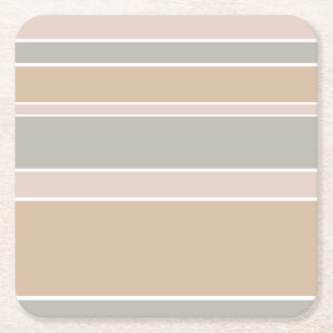Beige strepen vierkante kartonnen onderzetter