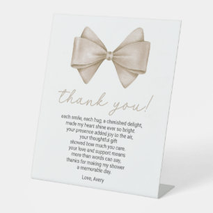 Beige Strik Baby Shower Bedank Gedicht Reclamebord Met Voetstuk