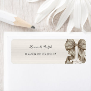 Beige Strik Elegante Strepen Etiket
