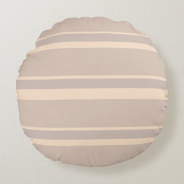 Beige Stripes Rond Kussen (Voorkant)