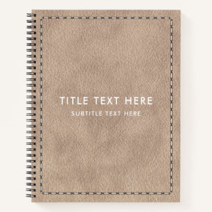 Beige Suede Leather Texture & Stitching Notitieboek