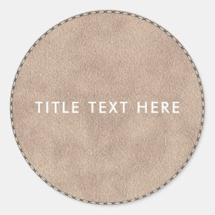 Beige Suede Leather Texture & Stitching Ronde Sticker
