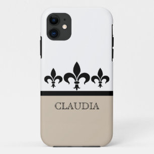 Beige Swanky Fleur De Lis BT iPhone 5 Hoesje