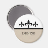 Beige Swanky Fleur De Lis Magnet (Recto/Verso)