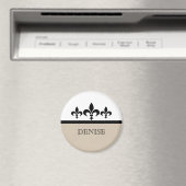 Beige Swanky Fleur De Lis Magnet (In Situ (Lave-vaisselle))