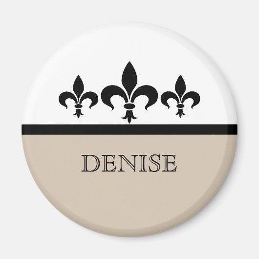 Beige Swanky Fleur De Lis Magnet (Devant)