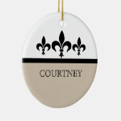 Beige Swanky Fleur De Lis Ornament (Rechts)