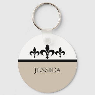 Beige Swanky Fleur De Lis Sleutelhanger