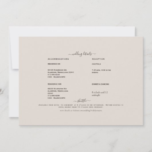 Beige Swash Detail Invitation Kaart (Voorkant)