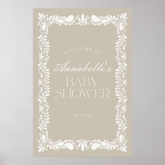 Beige Talavera Tegel Fiesta Baby shower Welkom Poster (Voorkant)