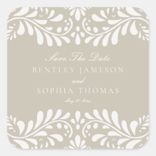 Beige Talavera Tegel Fiesta Save the Date Envelope Vierkante Sticker